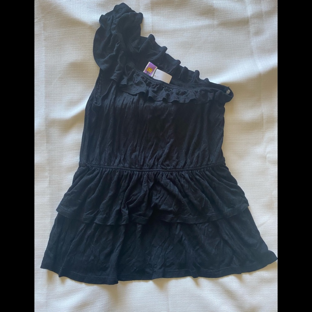 New - 1 shoulder black top, size large, never worn